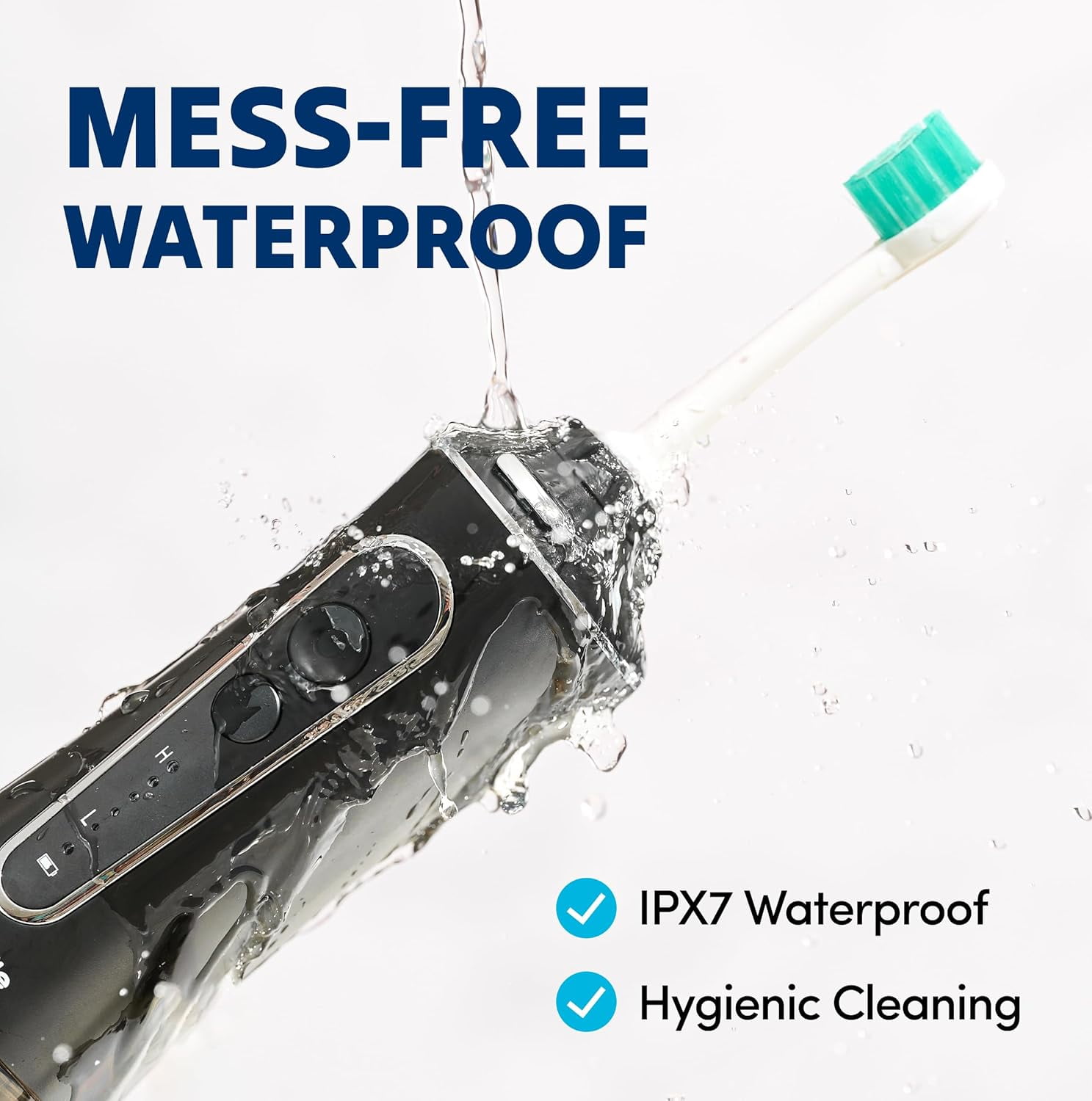 PuurSmile Professional Cordless Water Flosser Black - Dental Care Waterproof, 7 Replacement Tips