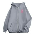 thumbnail image 6 of YEJIMAN Sweatshirt for Women Breast Cancer Awareness Hoodies Ribbon Graphic Full Zip Up Oversized Fleece Jackets Clothes Zip Up Hoodie, 6 of 7