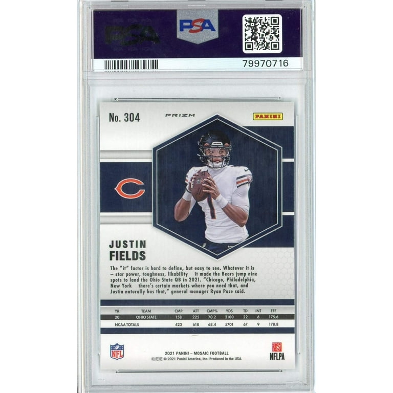 2021 Justin Fields Mosaic Green PSA 10 Gem Mint 2024 Prizm #304 RC Rookie