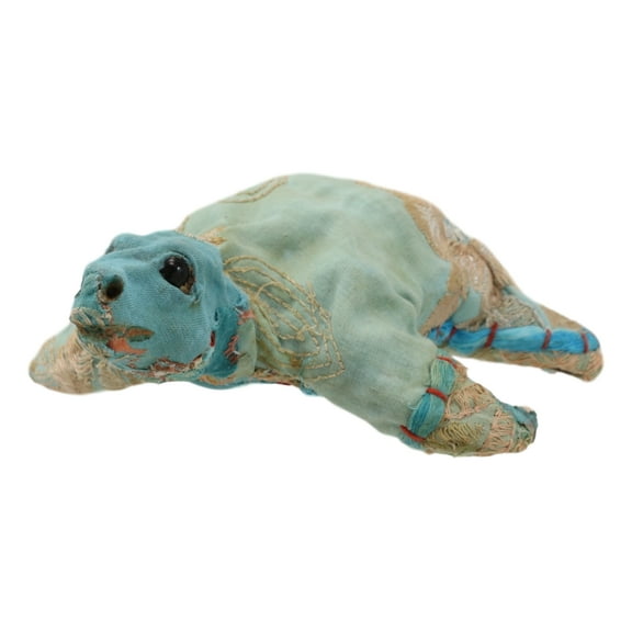 Marine Sea Turtle Hand Crafted Paper Mache In Colorful Sari Fabric Figurine