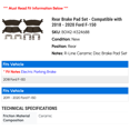 thumbnail image 2 of Rear Brake Pad Set - Compatible with 2018 - 2020 Ford F-150 2019, 2 of 2