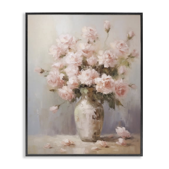 Stupell Industries Traditional Dainty Pink Rose Vase Black Framed Giclee Art, 11 x 14, by Arlington Prints