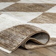 nuLOOM Meline Checkered Fringe Area Rug, 3' 3 x 5', Meline Beige