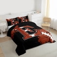 thumbnail image 3 of Homewish Rugby Ball Print Bedding Comforter Set,Brown Football Pattern Twin Comforter Sets,First Letter E Bedding Set For Girls,Super Cozy Room Decor Reversible,2-Piece, 3 of 8