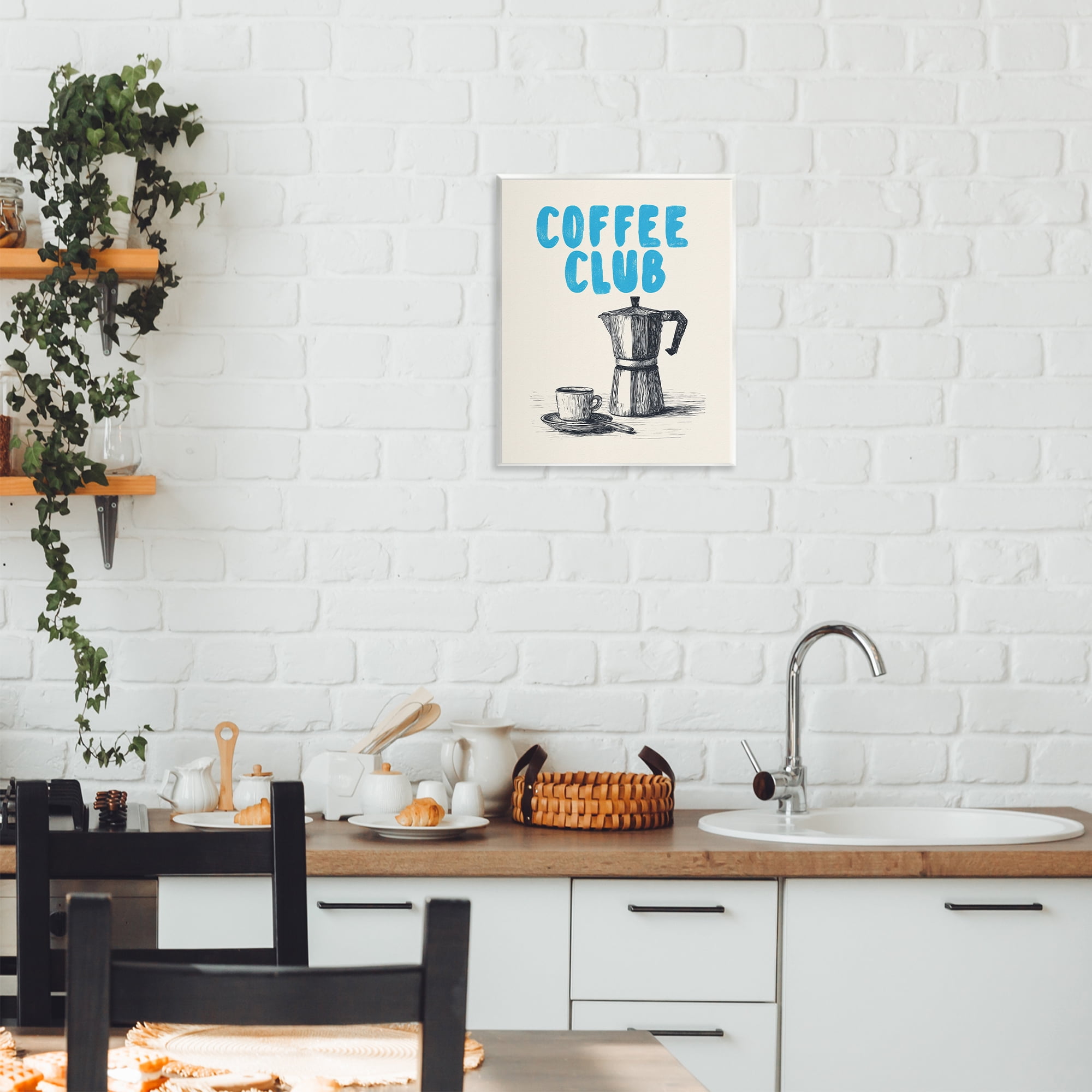Stupell Industries Coffee Club Retro Drawing Wall Plaque Art, design by Andreas Magnusson