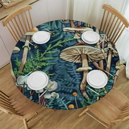 

BCIIG Mushrooms Plants Round Tablecloth Stain Resistant Washable Perfect for Indoor Outdoor Kitchen Dining Wedding Parties 100% Polyester Table Cover Home Kitchen Outdoor Decoration 54 -58