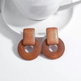 thumbnail image 5 of Pendientes colgantes AENSOA Boho de trenza de ratán de Madera geométricos para mujer, 5 of 5