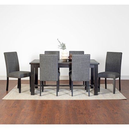 Roundhill Furniture Muzzi Contemporary 7-Piece Dining Set Dining Table with 6 Stylish Chairs Gray