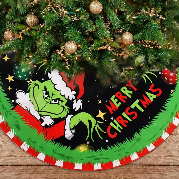 48" Christmas Tree Skirt, Christmas Decorations Soft Green Christmas Decor, Room Mat for Xmas Holiday Decorations