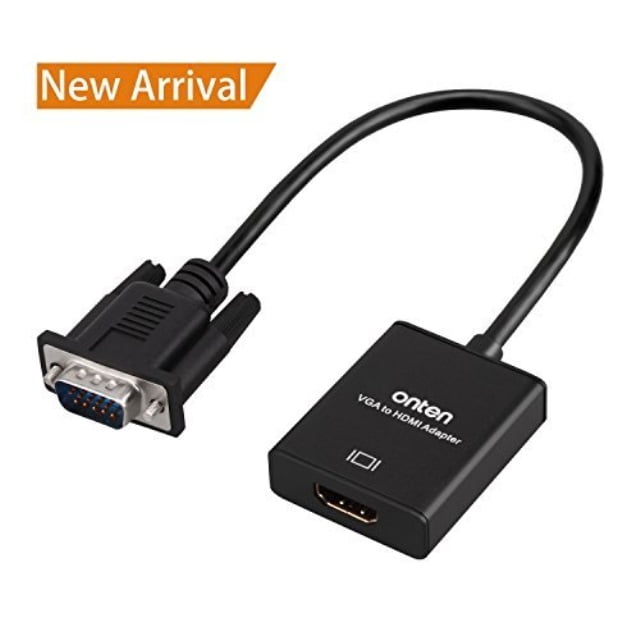 vga to hdmi, onten 1080p vga to hdmi adapter (male to female) for computer, desktop, laptop, pc, monitor, projector, hdtv with cable usb cable (black) -