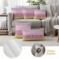 thumbnail image 6 of Colorful Stripe Outdoor Waterproof Pillow Covers, Modern Pink Purple Yellow Vertical Striped Decorative Square Throw Pillowcase Sofa Cushion Sham for Patio/Couch/Chair, 16"x16" 2 Pack, 6 of 8
