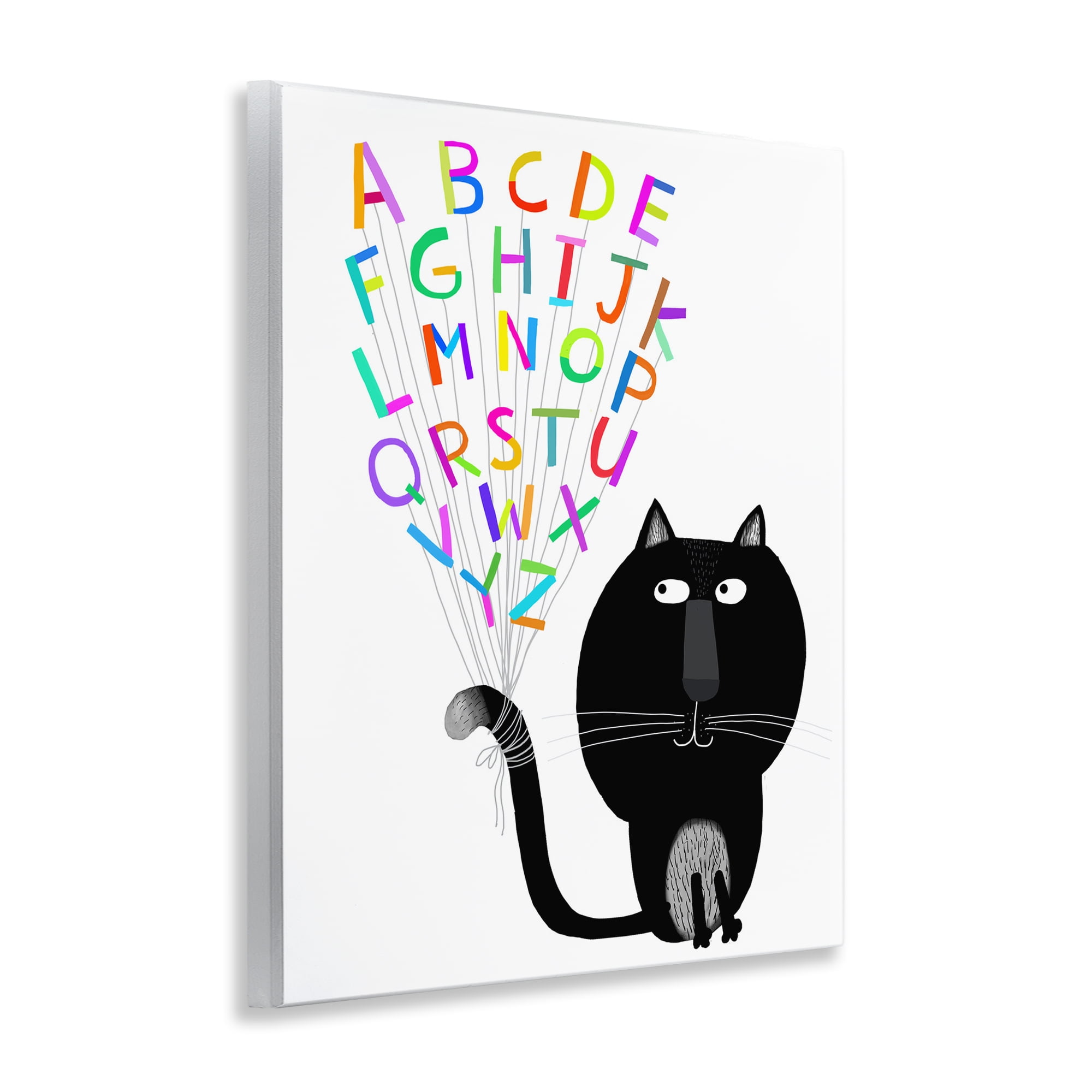 Stupell Industries Cat with Alphabet Animals & Insects Painting Unframed Art Print Wall Art, 11 x 14