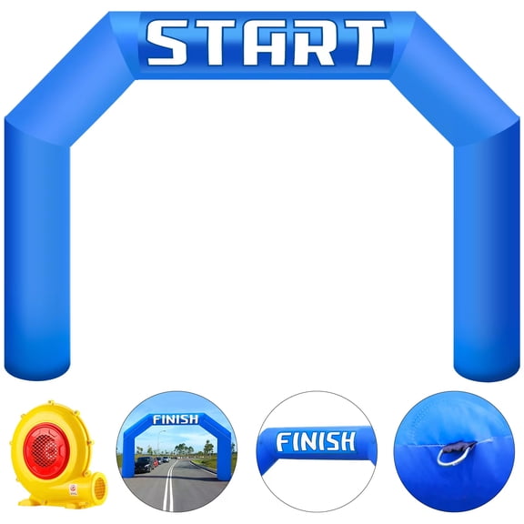 Sewinfla Outdoor inflatable race archway Blue 20ft with 2 Interchangeable Banners with 240W Blower