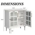 thumbnail image 2 of CBJCBJ 31.4" Accent Cabinet with 2 Lattice Glass Door and Adjustable Shelves, Sideboard Cabinets, White, 2 of 11