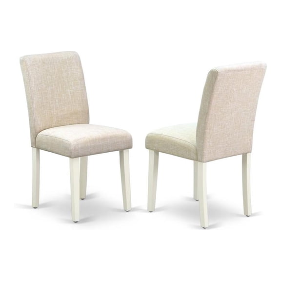 Pemberly Row 35" Linen Dining Chairs in Beige/White (Set of 2)