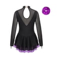 thumbnail image 4 of Doomiva Kids Girl's Sparkly Long Sleeve Figure Ice Skating Dance Dress Gymnastics Skirted Leotard Dress and Hair Band Set Purple 8, 4 of 5