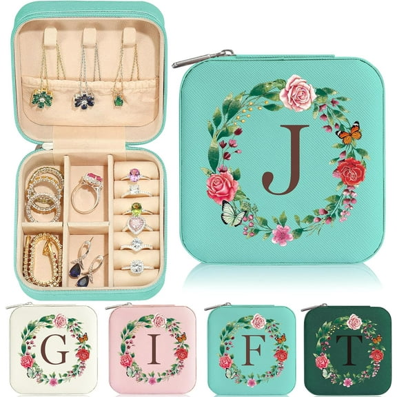 Teen Girl Gift - Birthday Gift For Girl | Initial Travel Jewelry Box For Girls | Small Travel Jewelry Case For Girl | Gift For Girl | Daughter Granddaughter Niece Gift Ideas - Letter J, Blue[Z2844]