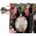thumbnail image 3 of Christmas Kitchen Curtains and Valances Set, Rod Pocket Curtains Tier Farmhouse Window Curtains 24 Inch Length, Winter Snowflake Red Flowers Leaves Ball 3 Piece Kitchen Curtains Set, 3 of 6