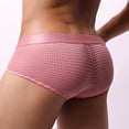 thumbnail image 5 of USNSM Men's Solid Color Large Mesh Comfortable Breathable Low Rise Wide Belt Boxer Briefs Soft Stretch Trunks Pink L, 5 of 6