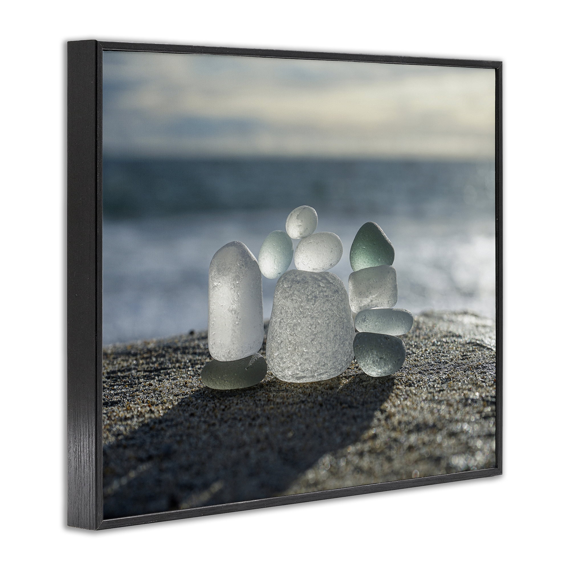 Stupell Industries Balancing Sea Glass Pebbles Black Framed Giclee Art, design by LMarie Allen