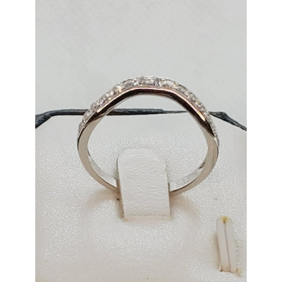 1/2ct Brilliant Cut Bridal Curve Wedding Band Engagement Ring Diamond Simulated 925 Sterling Silver Anniversary Ring SKU:00221