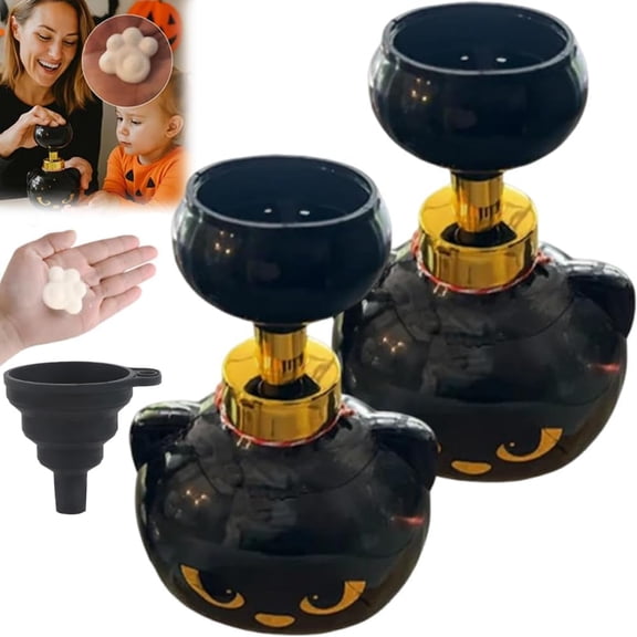 Cute Cat Paw Foam Soap Dispenser, Cat Pawprint Soap, Cats Soaps Dispenser Creates Paw-Shaped Bubbles, Foaming Hand Dispensers, Cats Pawprint Soaps Pump Bottle, Black Foaming Pump Bottle(2PC)