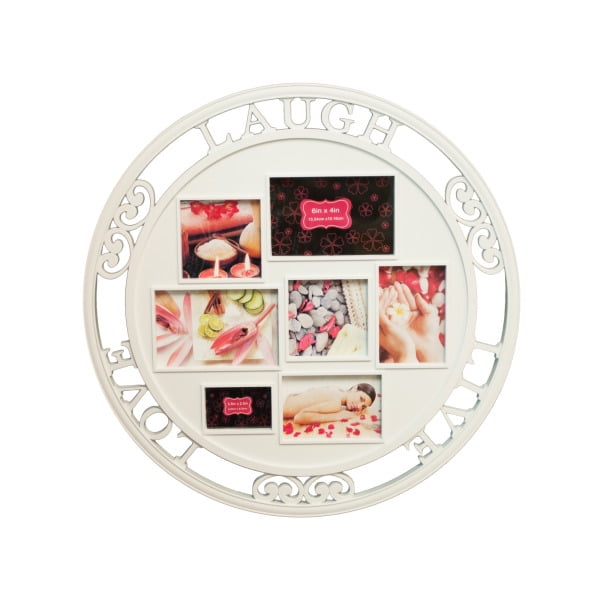 Live Love Laugh Round Collage Photo Frame