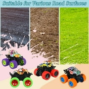Bocaoying 4 Pack Friction Powered Monster Trucks Toys,Push and Go Friction Powered Cars Vehicles Toys,Inertia Car Toy Set Stunt Toy Vehicles,Pull Back Vehicle Set for Boys Girls Aged 3 and Above