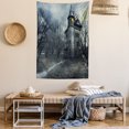 thumbnail image 2 of Scenery Decor Tapestry, Halloween Design with Gothic Haunted House Dark Sky and Leafless Trees Spooky Theme, Wall Hanging for Bedroom Living Room Dorm Decor, 40W X 60L Inches, Grey, by Ambesonne, 2 of 5