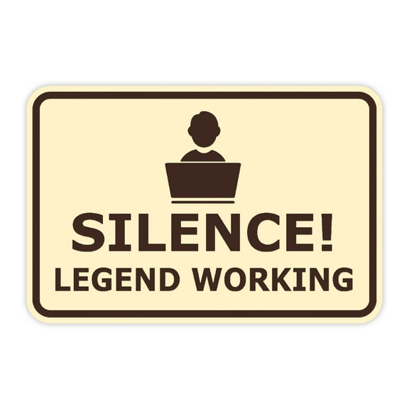 Classic Framed Silence! Legend Working Sign (Ivory/Dark Brown) - Large