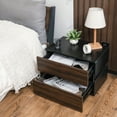 thumbnail image 3 of Hommpa 2 Drawers Nightstand RGB LED High Gloss Bedside Table for Bedroom Brown Black 24 x 15 x 18 Inch, 3 of 10