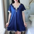 thumbnail image 2 of Aboser Short Sleeve Chemise Nightgown for Women Elegant Lace Trim Nightdress Loose Fit Short Loungewear Comfy Soft V Neck Sleepshirts, 2 of 4