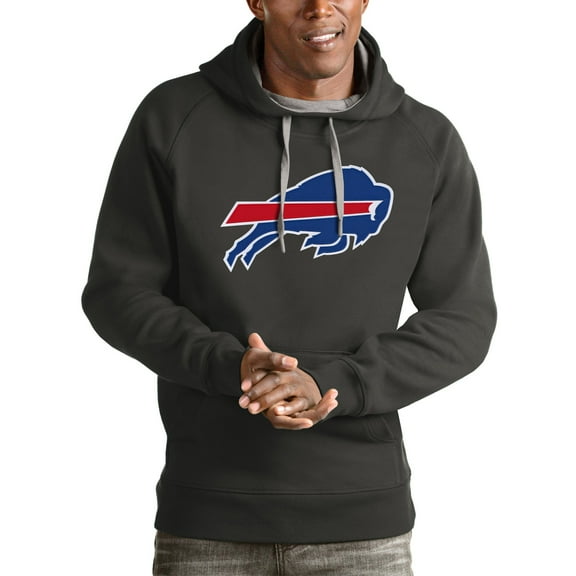 Men's Antigua Charcoal Buffalo Bills Victory Pullover Hoodie