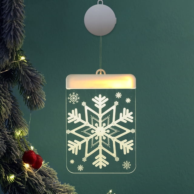 Xihbxyly Cortina de Luces Led Navideñas, Diseño de Copo de Nieve Blanco Cálido, Papá Noel y Muñeco de Nieve, Funciona con Pilas, con Gancho y Ventosa, Decoración para Ventanas y Árboles, Decoración p