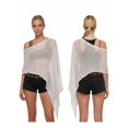 thumbnail image 2 of LMLYSoH Women's Knitted Poncho Fashion Lightweight Solid Color Off One Shoulder Shawl Wrap for Beach Party, 2 of 9
