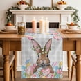 thumbnail image 2 of Table Runner 36 Inches Long for Kitchen Dining, Bunny Easter Dresser Scarf Farmhouse, Dining Table Decorations for Wedding/Parties, Pink Floral Eggs Farmhouse Checkered 13 x 36 In, 2 of 8