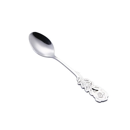 Metal Steel Spoon 304 Stainless Steel Rose Spoon Musical Coffee Ice Cream Teaspoon Metal Tableware Stirring Spoon ()