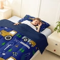 thumbnail image 4 of Meiyoeat Cute Construction Truck Twin Comforter Sets 2pcs, Cartoon Car Bedding Set for Bedroom, Blue Yellow,Navy Blue Reversible, 4 of 6