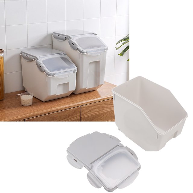 Airtight Rice Storage Container, Dustproof Bulk Food Container Bin Environmental Material Plastic Storage Bins with Leak Proof Lid for Rice Flour Cereal Pet Food Storage
