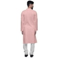 thumbnail image 3 of Atasi Kurta Long Uni pour Hommes Col Mandarin Chemise Habillée Décontractée pour Fête, 3 of 5