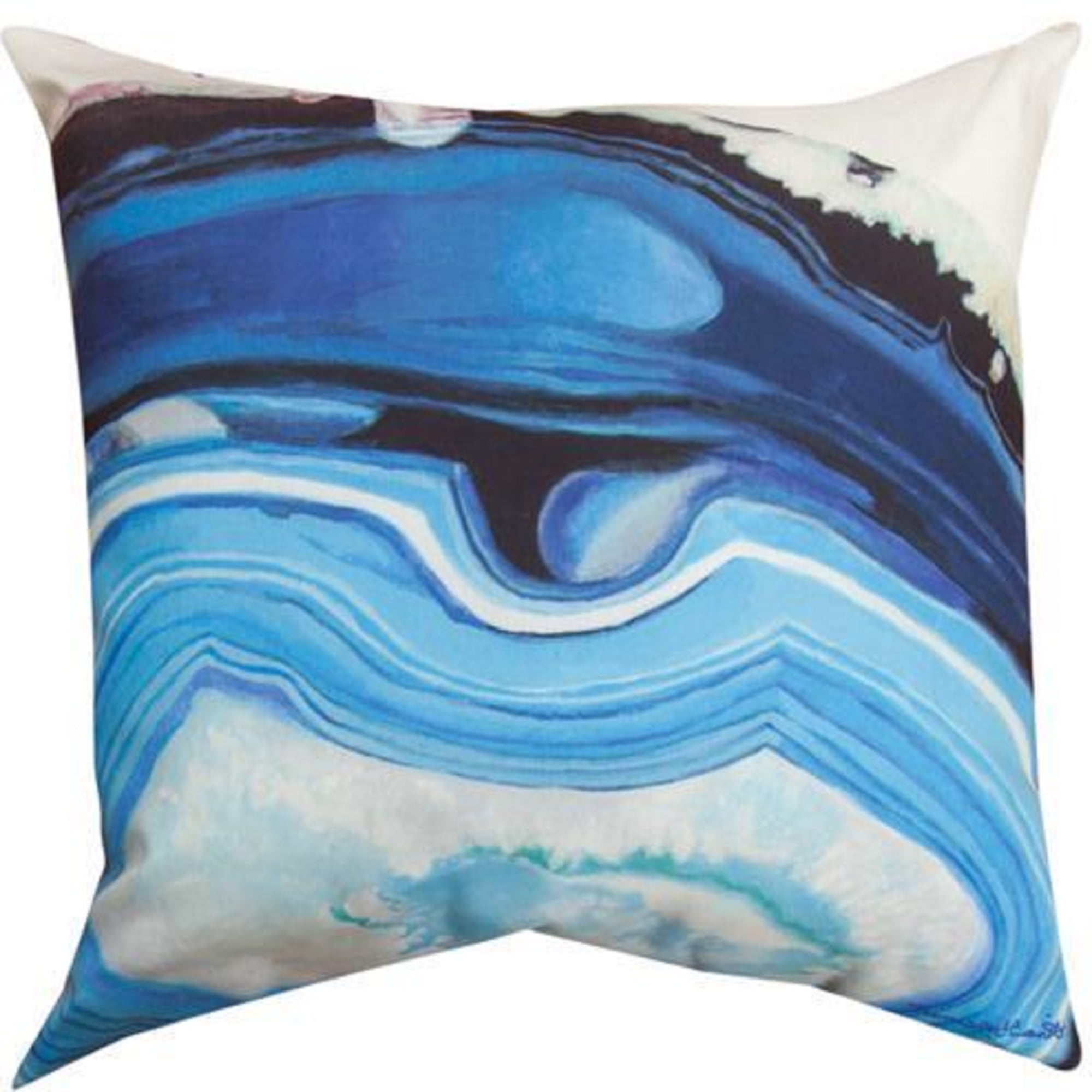 Sea Foam Blue and White Agate Studies Square Indoor Throw Pillow 18