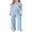 Blue, variant on Arshiner Pajamas for Girls Short Sleeve Long Pants Pjs Cute Soft Sleepwear Lounge Sets
