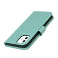 thumbnail image 5 of Dteck Wallet Case for iPhone 11 6.1", Shockproof Magnetic Flip Kickstand Embossed Pattern PU Leather Card Slots Protective Cover with Hand Strap For iPhone 11,Green, 5 of 11