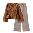 thumbnail image 4 of Gunia Cute Outfit For Girl Toddler Stylish Two Piece Elegant Long Sleeve Blouse With Stripe Pants Waist Defining Comfy Clothes Set Kids Girls Spring Summer Outfits 7-13 Years, 4 of 4