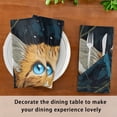 thumbnail image 6 of 6 Pack 20'' x20" Satin Table Napkins Dinner Napkins for wedding Party Decoration events Orange Cat with Blue Eyes, 6 of 6