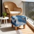 thumbnail image 4 of SCRAWLGOD Marble Print White Blue Ottoman Cover, Stretch Square Velvet Ottoman Slipcovers Foot Stool Cover for Living Room, Folding Storage Furniture Protector, 4 of 7