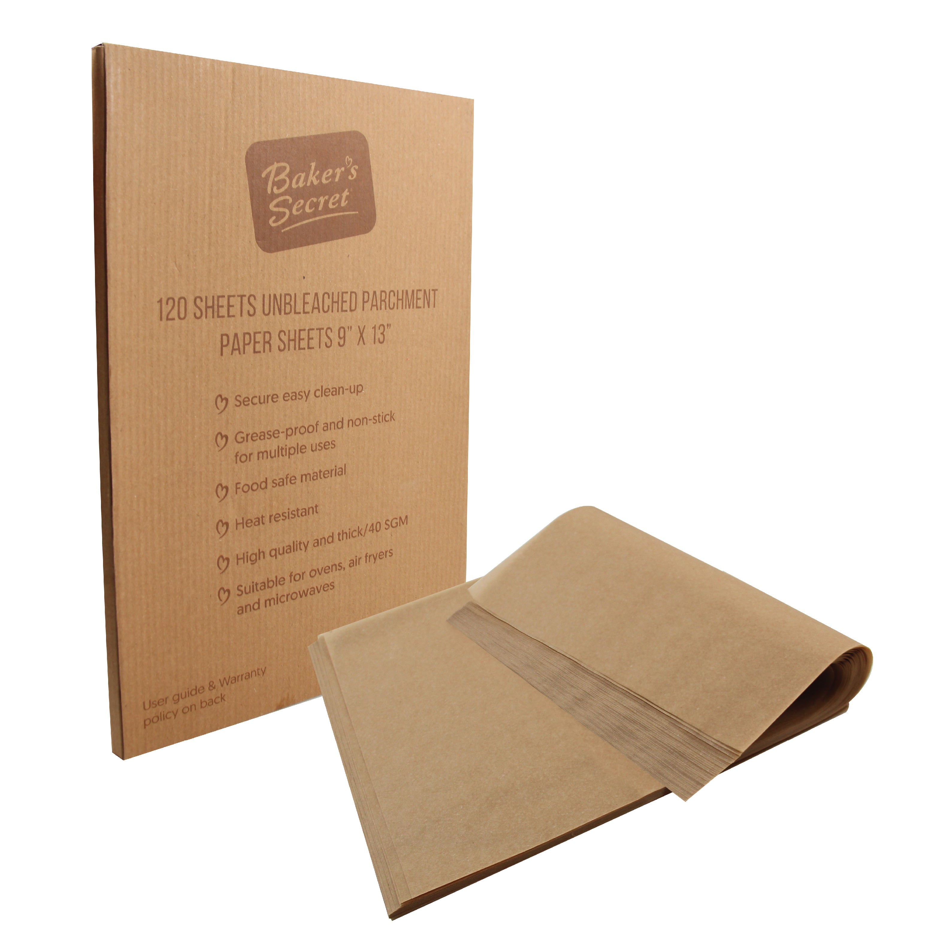 Baker's Secret Paper Microwave Safe Unbleached Parchment Paper Sheets 9