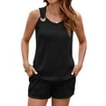 thumbnail image 2 of vigerkar Two Piece Sets for Women Summer Outfits Lounge Sets Shorts Pants Sleeveless Matching Sets Vacation Travel Outfits Black, XXL, 2 of 9