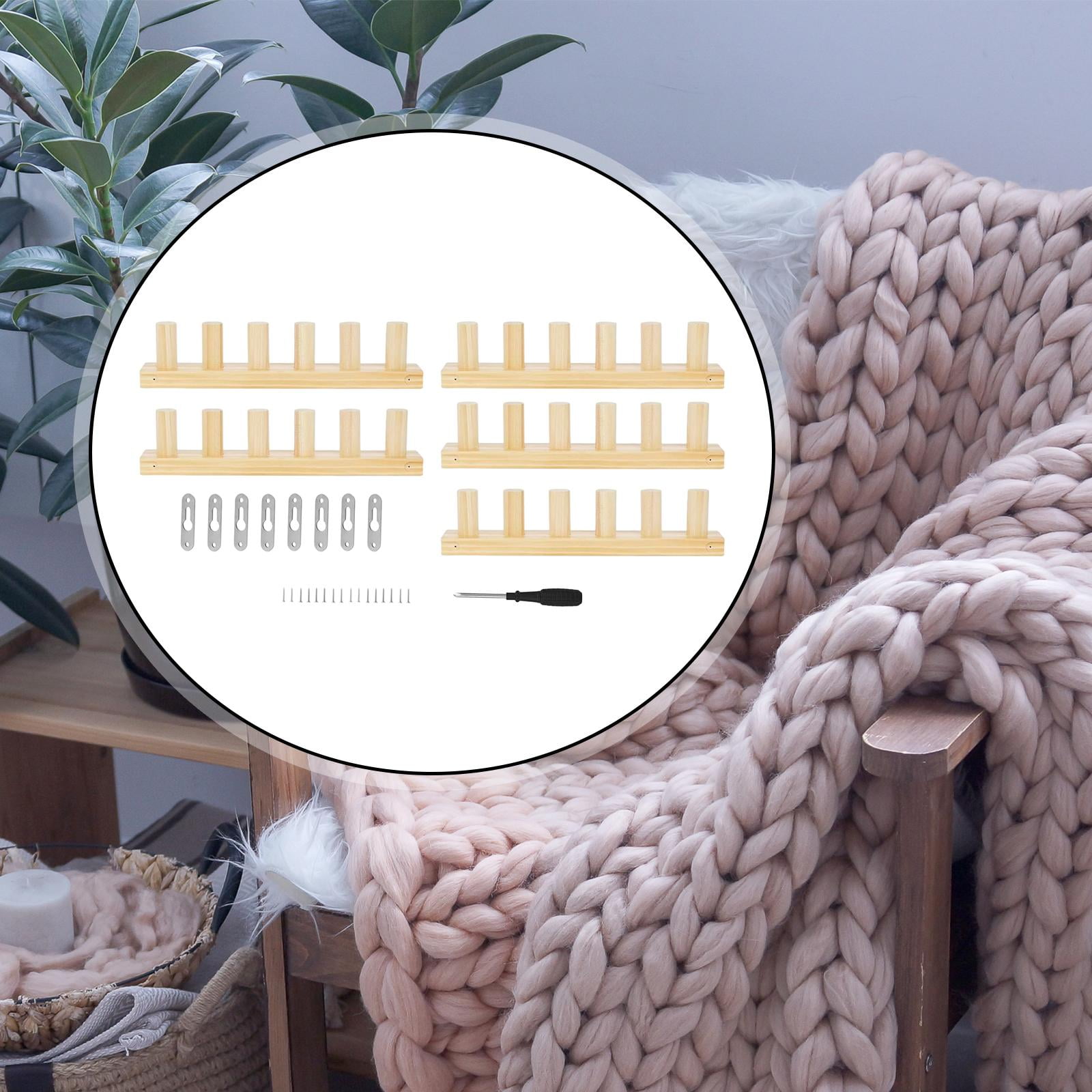 5 Sets Wooden Knitting Loom Kit Blanket Loom Bulky Frame Sturdy Adjustable for DIY Yarn Crafting and Beginners