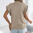 thumbnail image 4 of JGGSPWM Women's Summer Trendy Ruffle Short Sleeve Knit Pullover Sweater Tops Dressy Casual Blouses Khaki M, 4 of 5